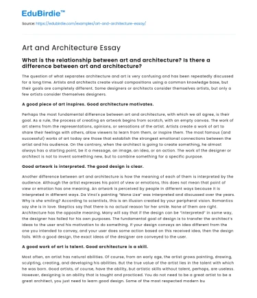 Art and Architecture Essay