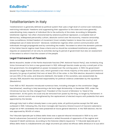 Totalitarianism in Italy