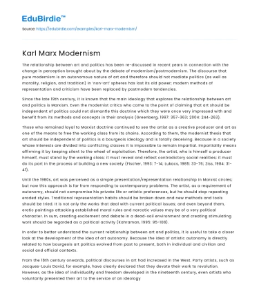 Karl Marx Modernism