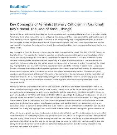Feminist Critique in ‘The God of Small Things’
