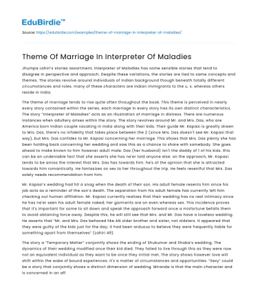 Theme Of Marriage In Interpreter Of Maladies