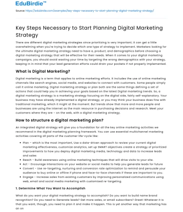 Key Steps Necessary to Start Planning Digital Marketing Strategy