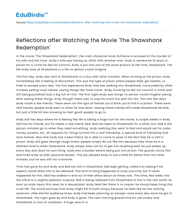 Reflections after Watching the Movie ‘The Shawshank Redemption’