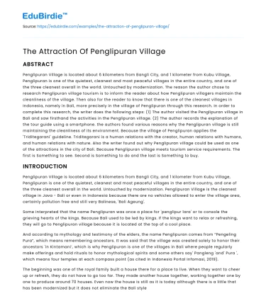 The Attraction Of Penglipuran Village
