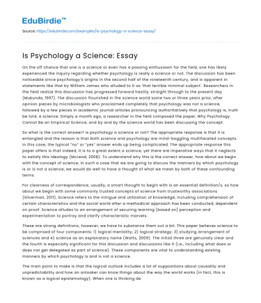 Is Psychology a Science: Essay