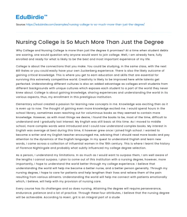 Nursing College is So Much More Than Just the Degree