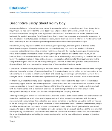 Descriptive Essay about Rainy Day