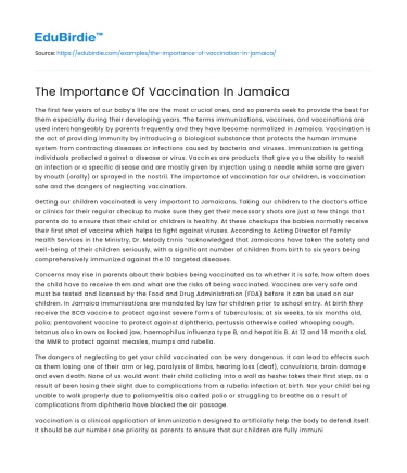 The Critical Role of Vaccination in Jamaica