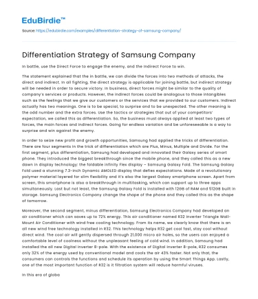 Differentiation Strategy of Samsung Company