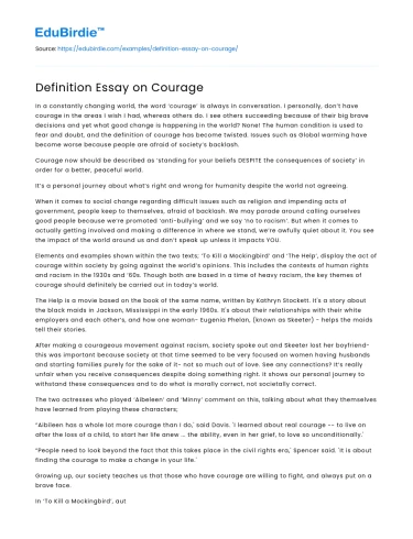 Definition Essay on Courage