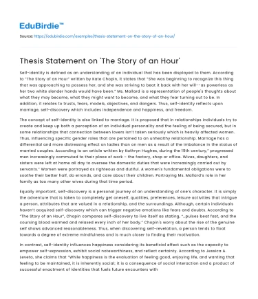 Thesis Statement on ‘The Story of an Hour’