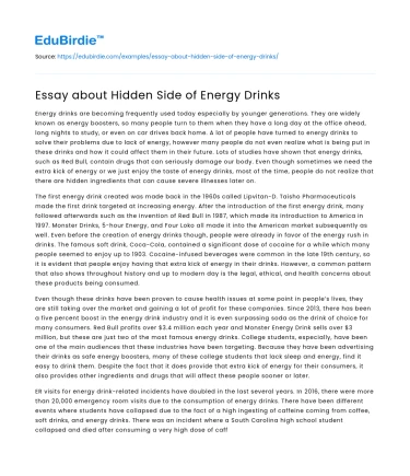Essay about Hidden Side of Energy Drinks