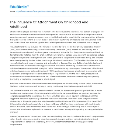 Attachment’s Role in Life Stages