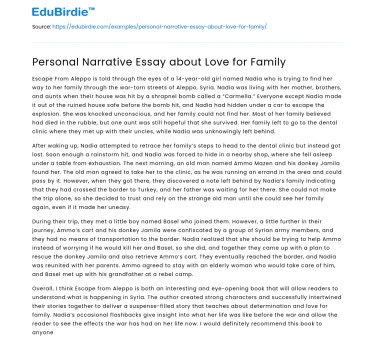 Personal Narrative Essay about Love for Family