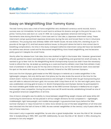 Essay on Weightlifting Star Tommy Kono