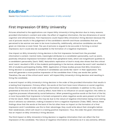 First Impression Of Bitty University
