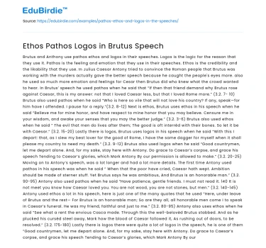 Ethos Pathos Logos in Brutus Speech