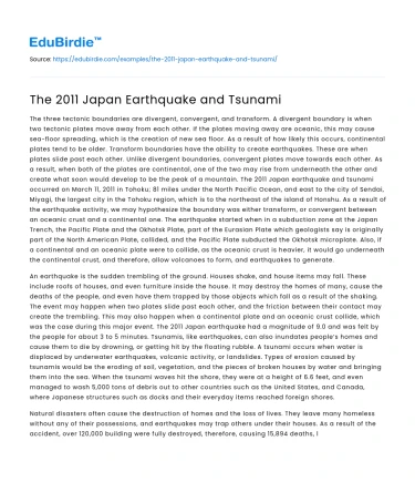 The 2011 Japan Earthquake and Tsunami