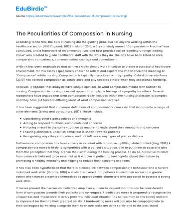 The Peculiarities Of Compassion in Nursing