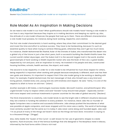 Role Model As An Inspiration In Making Decisions