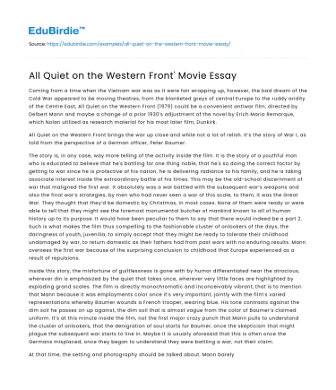 The Cinematic Adaptation of ‘All Quiet on the Western Front’