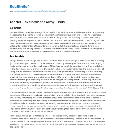 Leader Development Army Essay