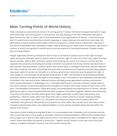 Main Turning Points of World History