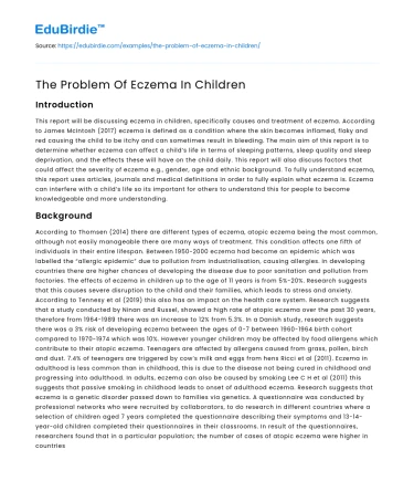 The Problem Of Eczema In Children