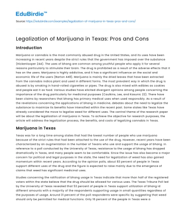 Legalization of Marijuana in Texas: Pros and Cons