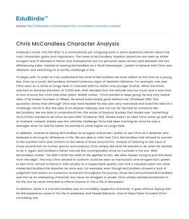 Chris McCandless Character Analysis