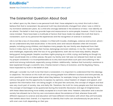 The Existential Question About God