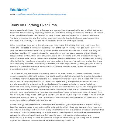Essay on Clothing Over Time