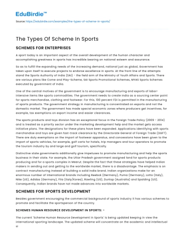 The Types Of Scheme In Sports