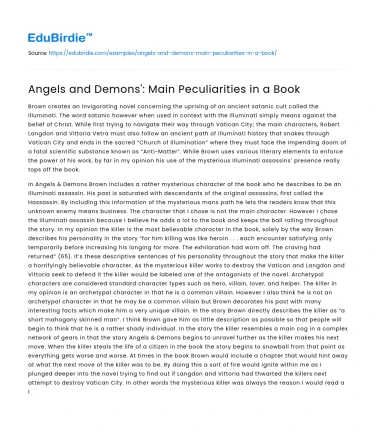 Angels and Demons’: Main Peculiarities in a Book