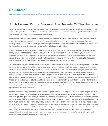 Aristotle And Dante Discover The Secrets Of The Universe