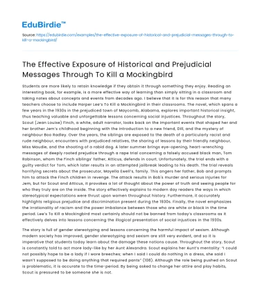 Exposing Historical Messages in To Kill a Mockingbird