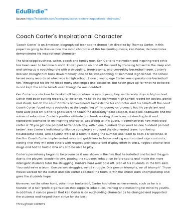 Coach Carter’s Inspirational Character