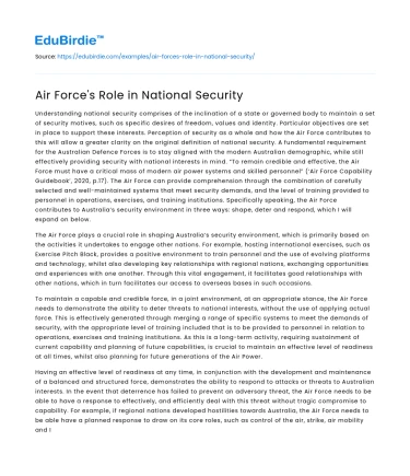 Air Force’s Role in National Security