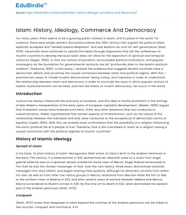 Islam: History, Ideology, Commerce And Democracy