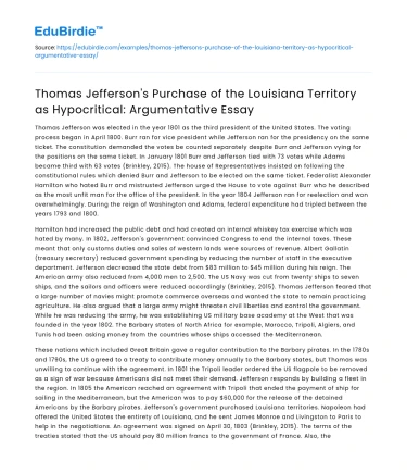 Jefferson’s Louisiana Purchase: Hypocrisy