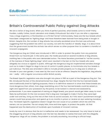 Britain’s Controversial Public Policy against Dog Attacks