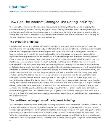 How Has The Internet Changed The Dating Industry?