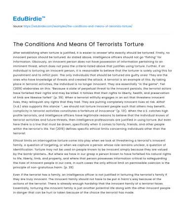 The Conditions And Means Of Terrorists Torture