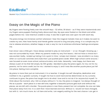 Essay on the Magic of the Piano