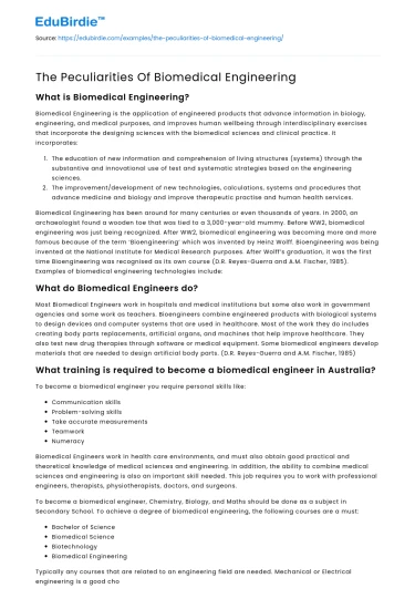 The Peculiarities Of Biomedical Engineering