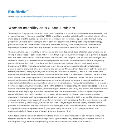 Woman Infertility as a Global Problem