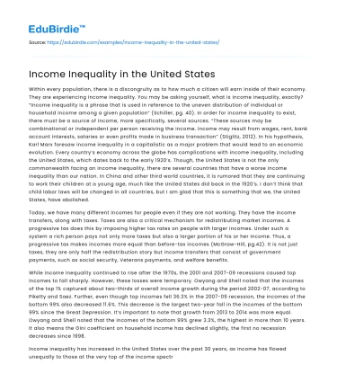 Income Inequality in the United States