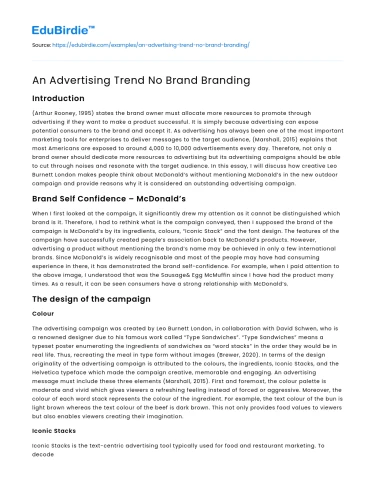 An Advertising Trend No Brand Branding