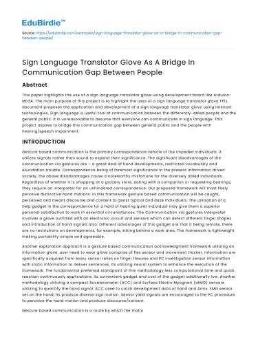Sign Language Glove: Bridging Communication Gap