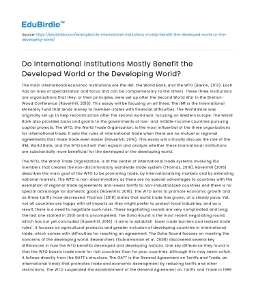 Do Int’l Institutions Mostly Benefit Developed or Developing World?